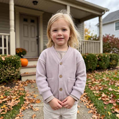 Lilo Waffle Cardigan Jacket - Dusty Lavender