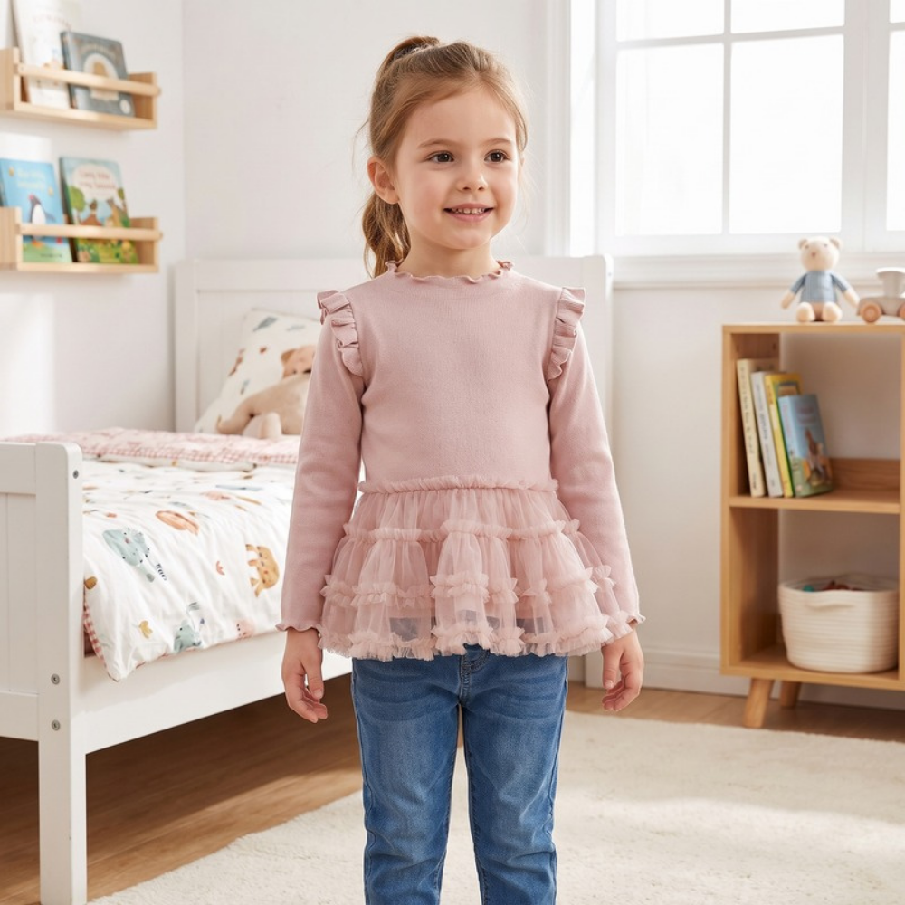 Lilo Cloud Girls Mesh Dress - Pink