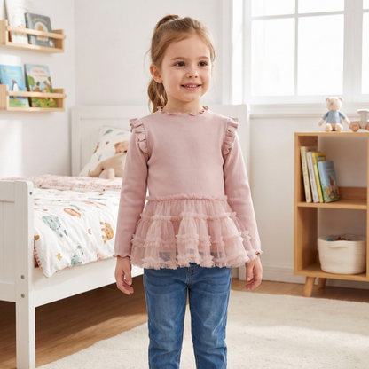 Lilo Cloud Girls Mesh Dress - Pink