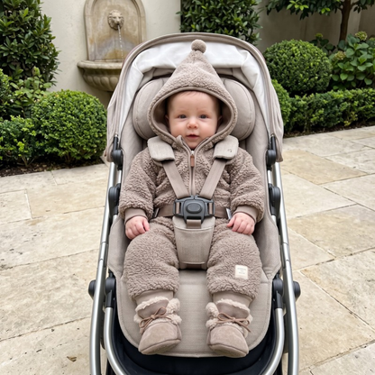 Lilo Sherpa Fleece Hooded Romper - Taupe