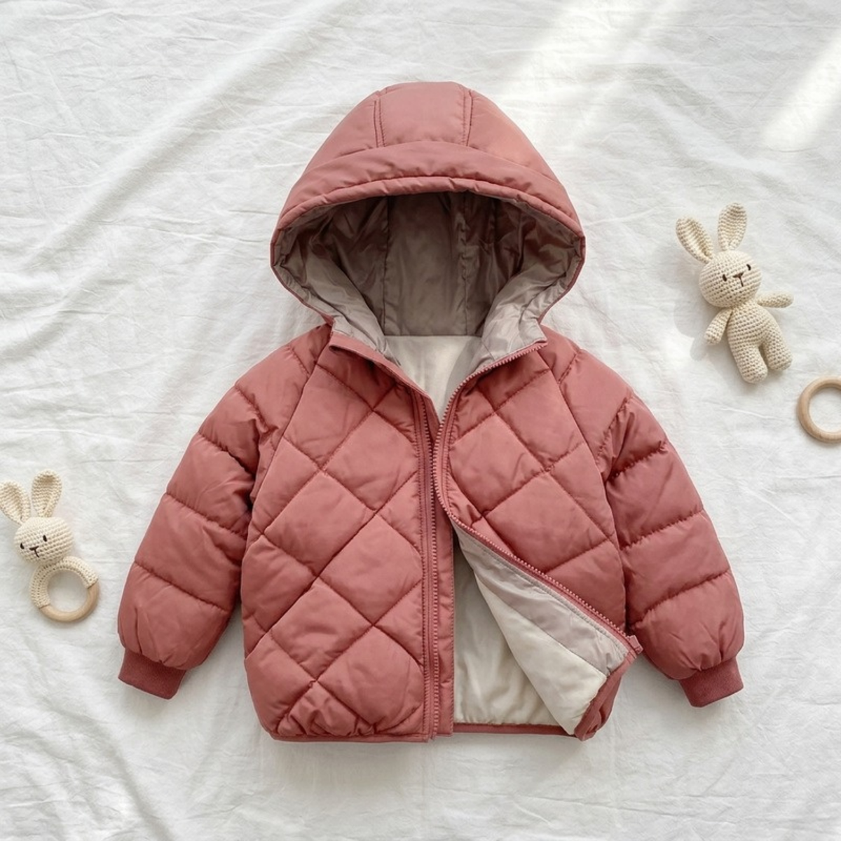Lilo Thick Hooded Winter Coat - Dusty Rose