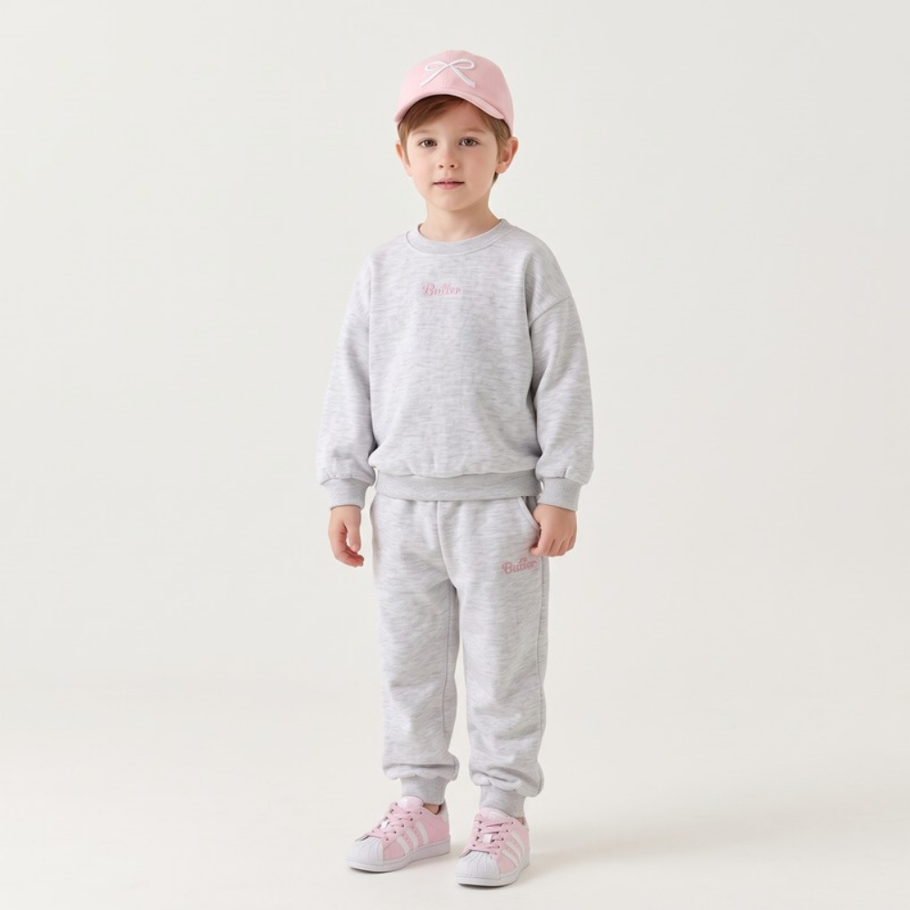 Lilo Letter Print Sweatshirt and Joggers Set - Light Grey