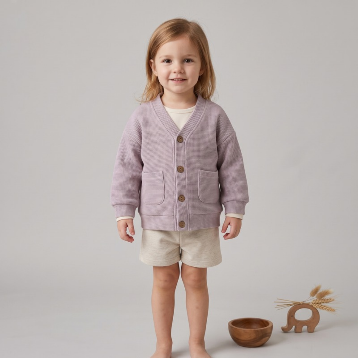Lilo Waffle Cardigan Jacket - Dusty Lavender