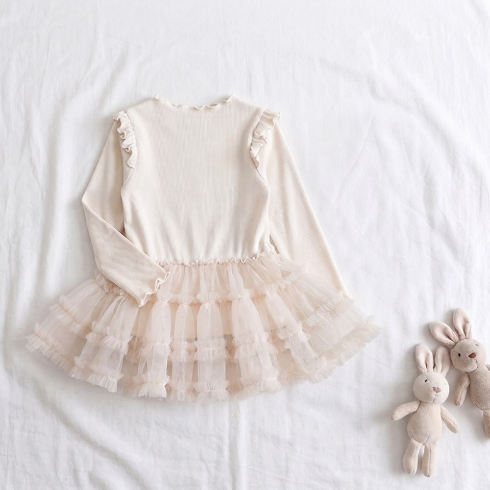 Lilo Cloud Girls Mesh Dress - Cream