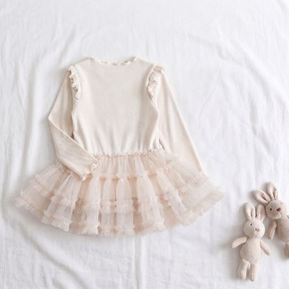 Lilo Cloud Girls Mesh Dress - Cream