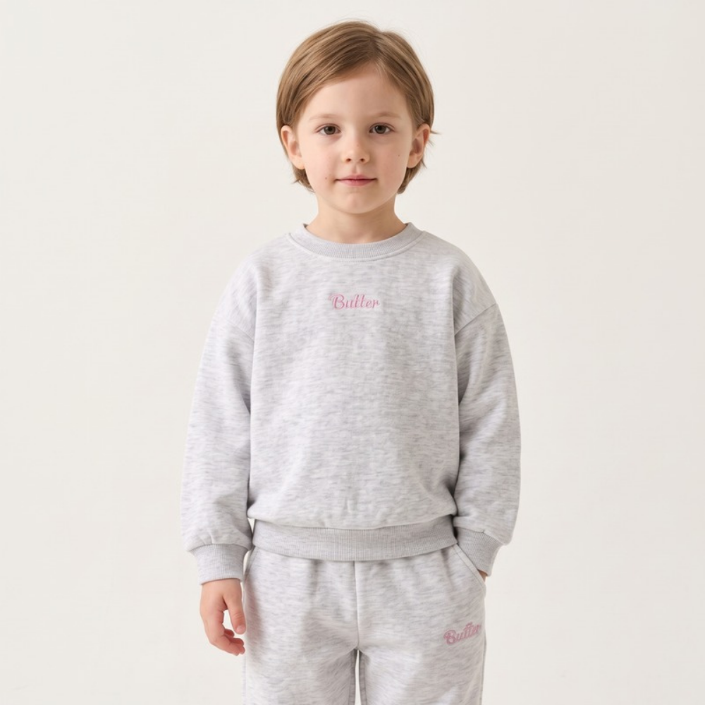 Lilo Letter Print Sweatshirt and Joggers Set - Light Grey