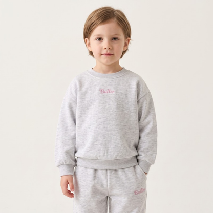 Lilo Letter Print Sweatshirt and Joggers Set - Light Grey