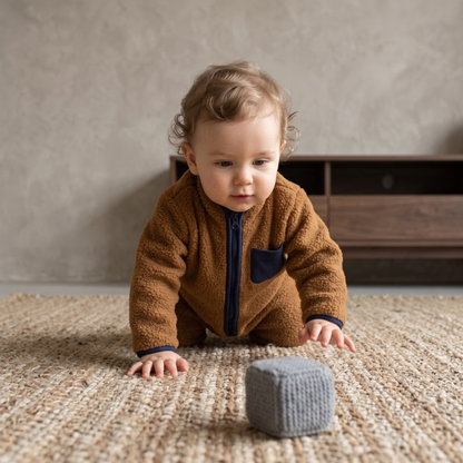Lilo Lamb Fleece Baby Jumpsuit - Brown