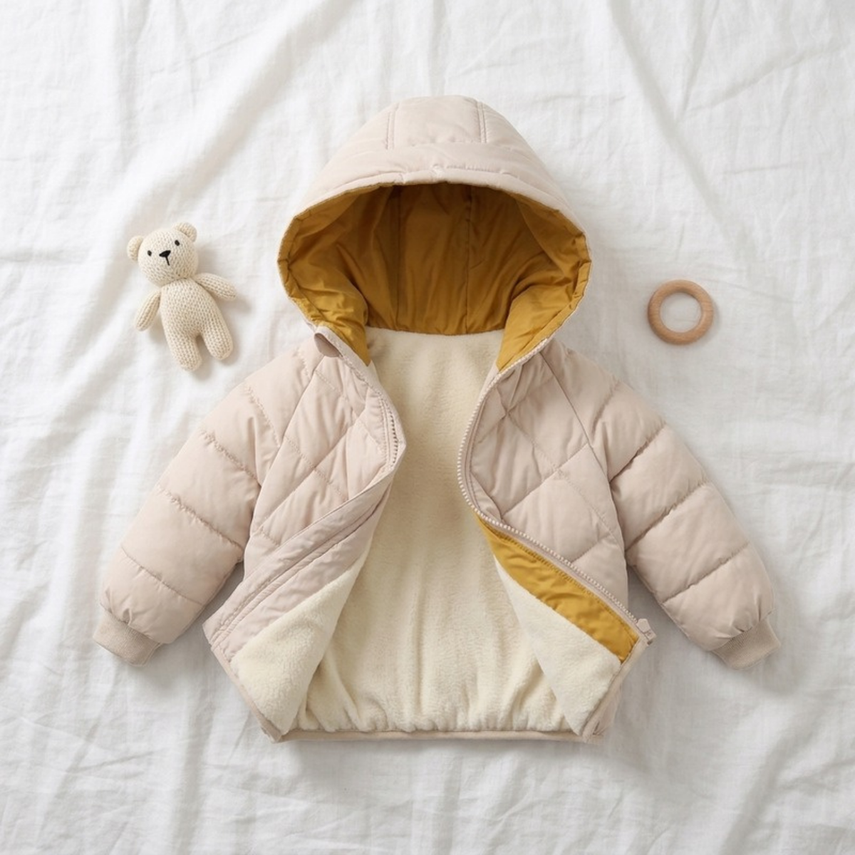 Lilo Thick Hooded Winter Coat - Cream