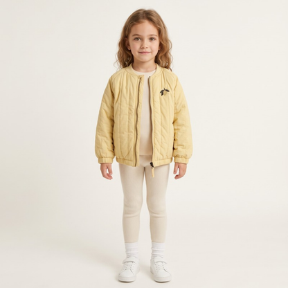 Lilo Embroidered Fleece Lined Bomber Jacket - Yellow Lemon