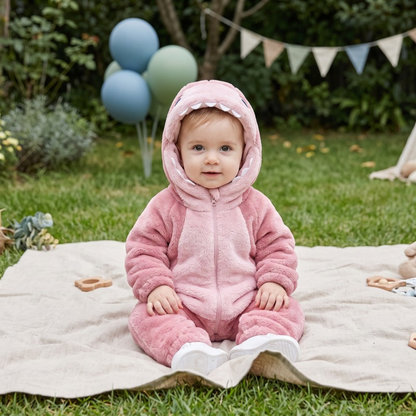 Lilo Shark Flannel Romper - Pink Shark