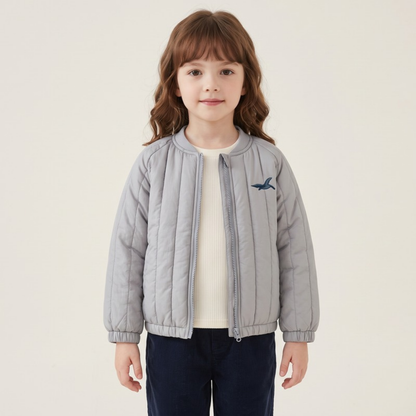 Lilo Embroidered Fleece Lined Bomber Jacket - Grey Whale