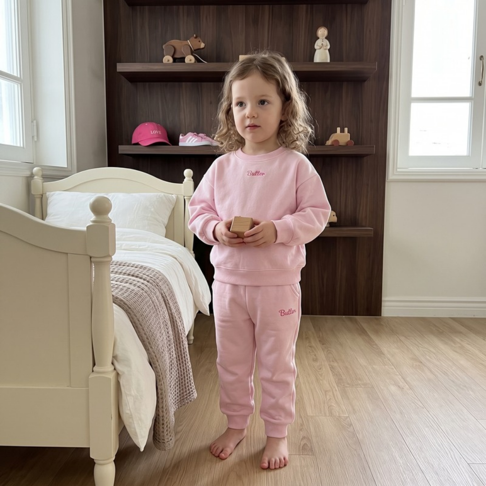 Lilo Letter Print Sweatshirt and Joggers Set - Pink