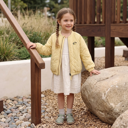 Lilo Embroidered Fleece Lined Bomber Jacket - Yellow Lemon