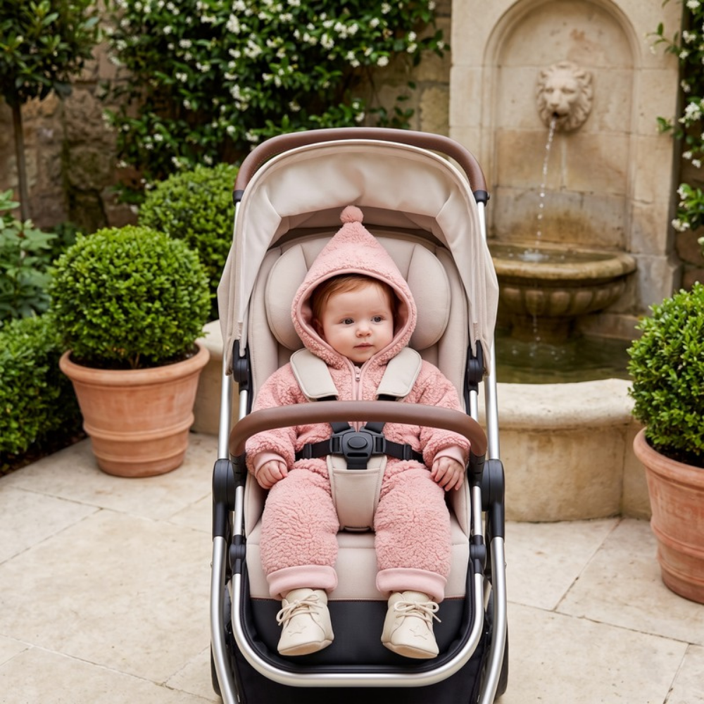 Lilo Sherpa Fleece Hooded Romper - Dusty Pink