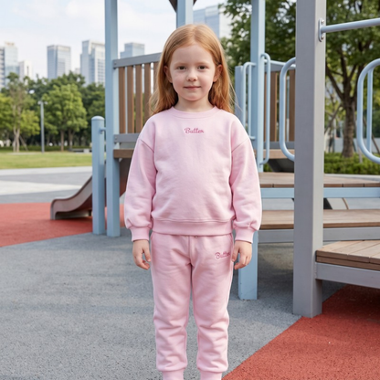 Lilo Letter Print Sweatshirt and Joggers Set - Pink