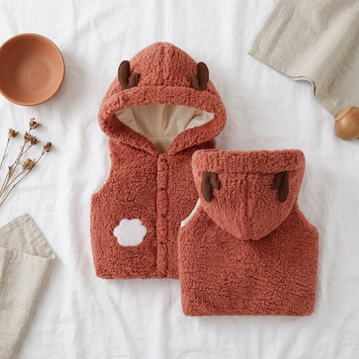 Lilo Sherpa Lamb Fleece Vest - Rust