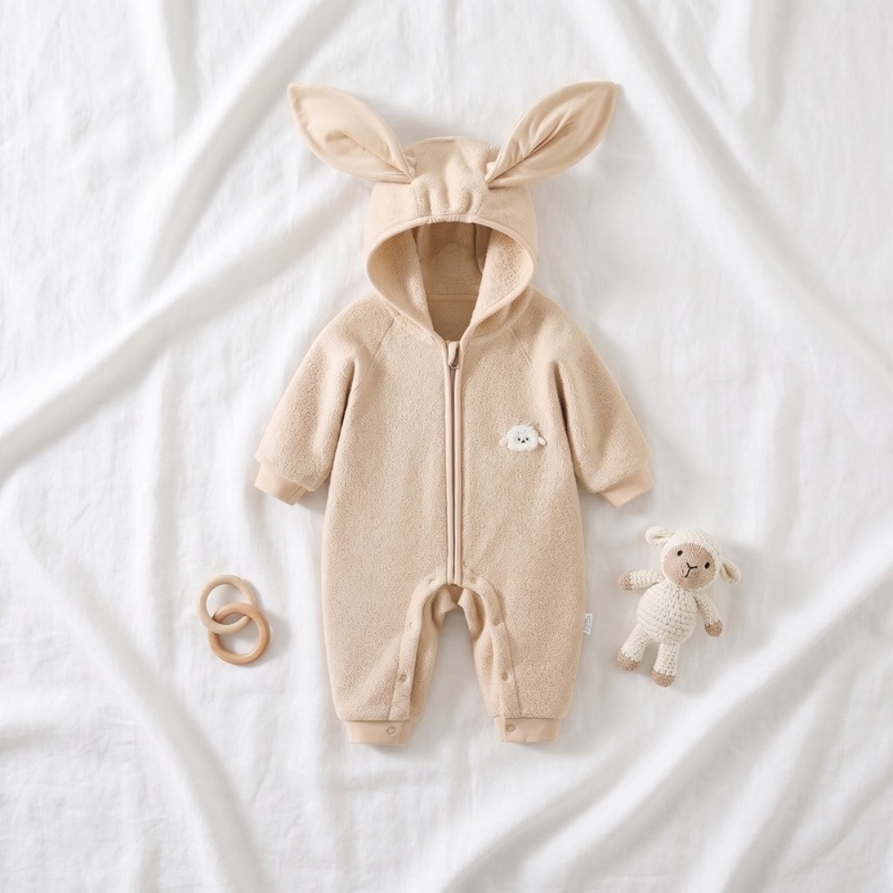 Lilo Bunny Ear Hooded Snowsuit - Oatmeal Beige