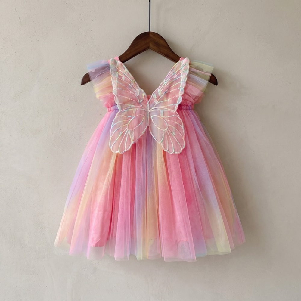 Lilo Rainbow Wings Tutu Dress - Bright Rainbow
