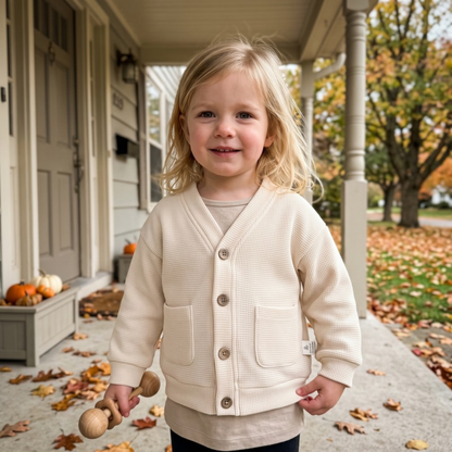 Lilo Waffle Cardigan Jacket - Oat