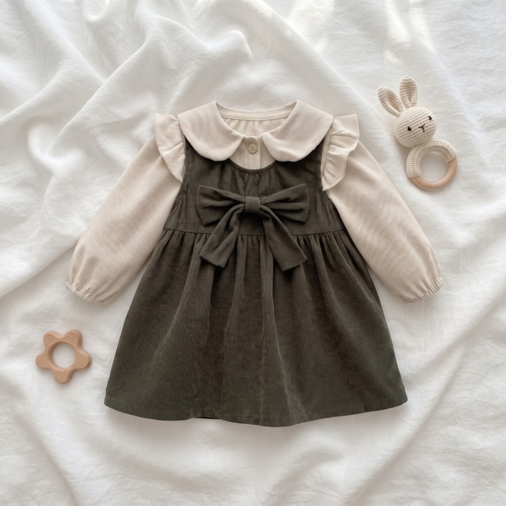 Lilo Corduroy Pinafore Dress and Cardigan Set