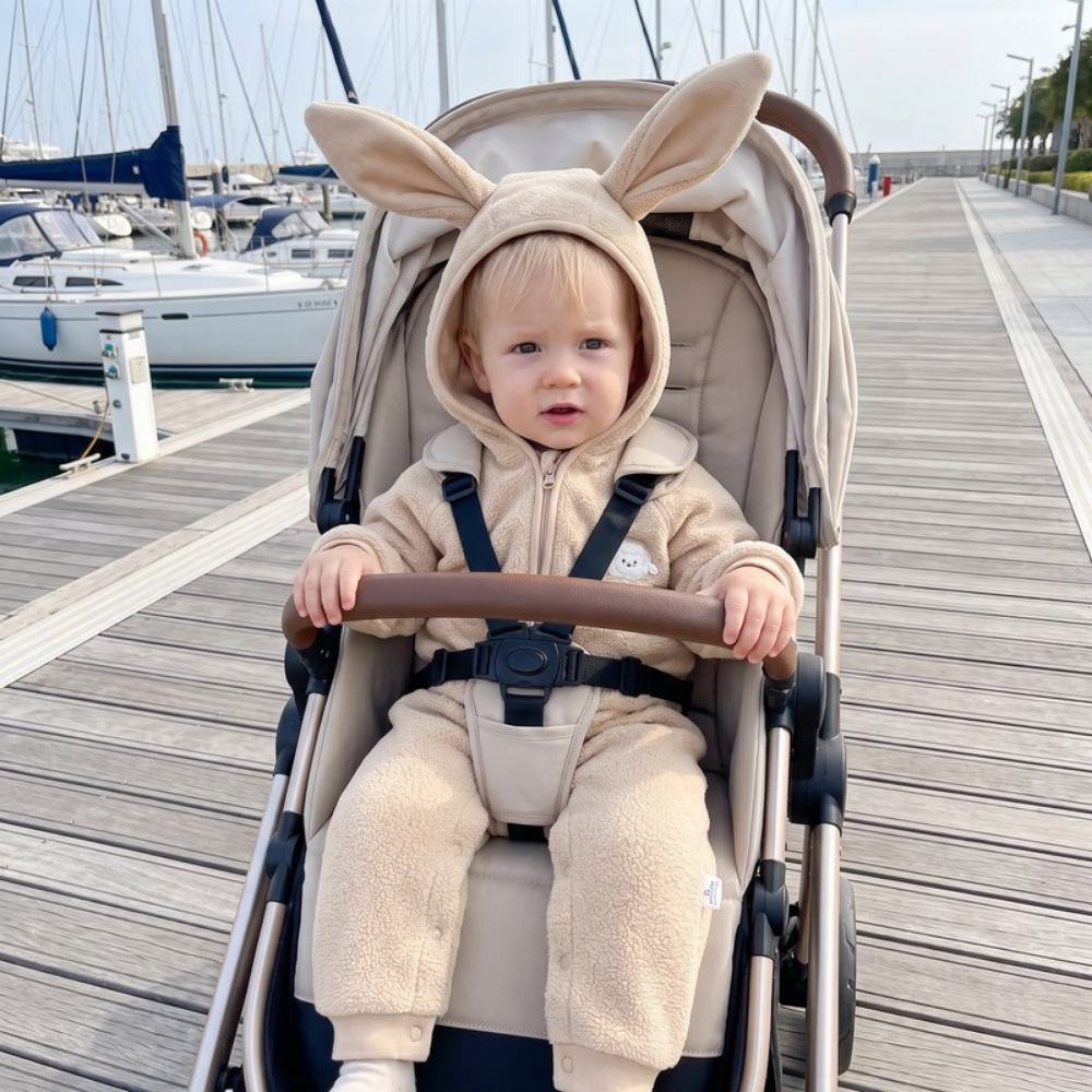 Lilo Bunny Ear Hooded Snowsuit - Oatmeal Beige