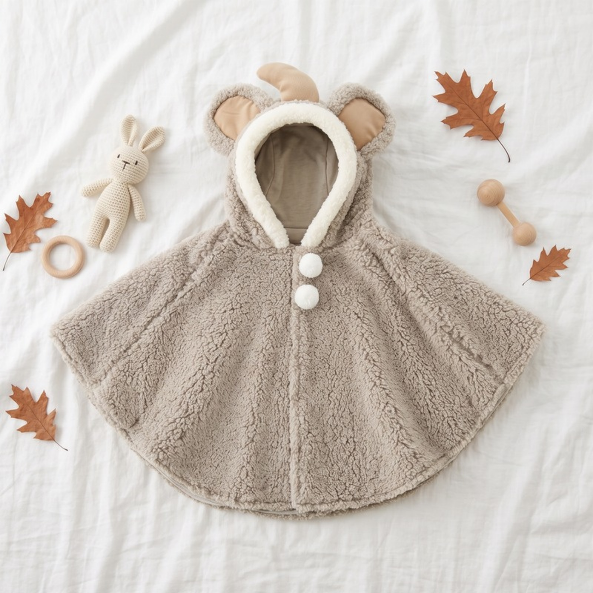 Lilo Dinosaur Hooded Cape - Taupe Grey Ears