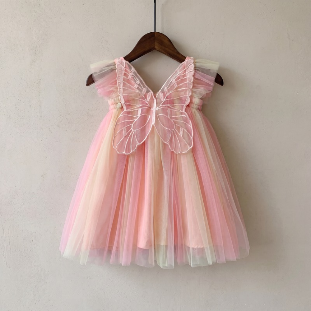 Lilo Rainbow Wings Tutu Dress - Pink Cream Rainbow