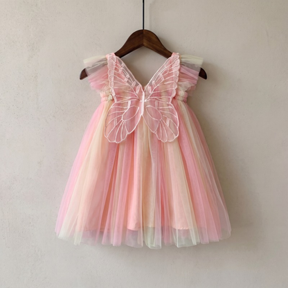 Lilo Rainbow Wings Tutu Dress - Pink Cream Rainbow