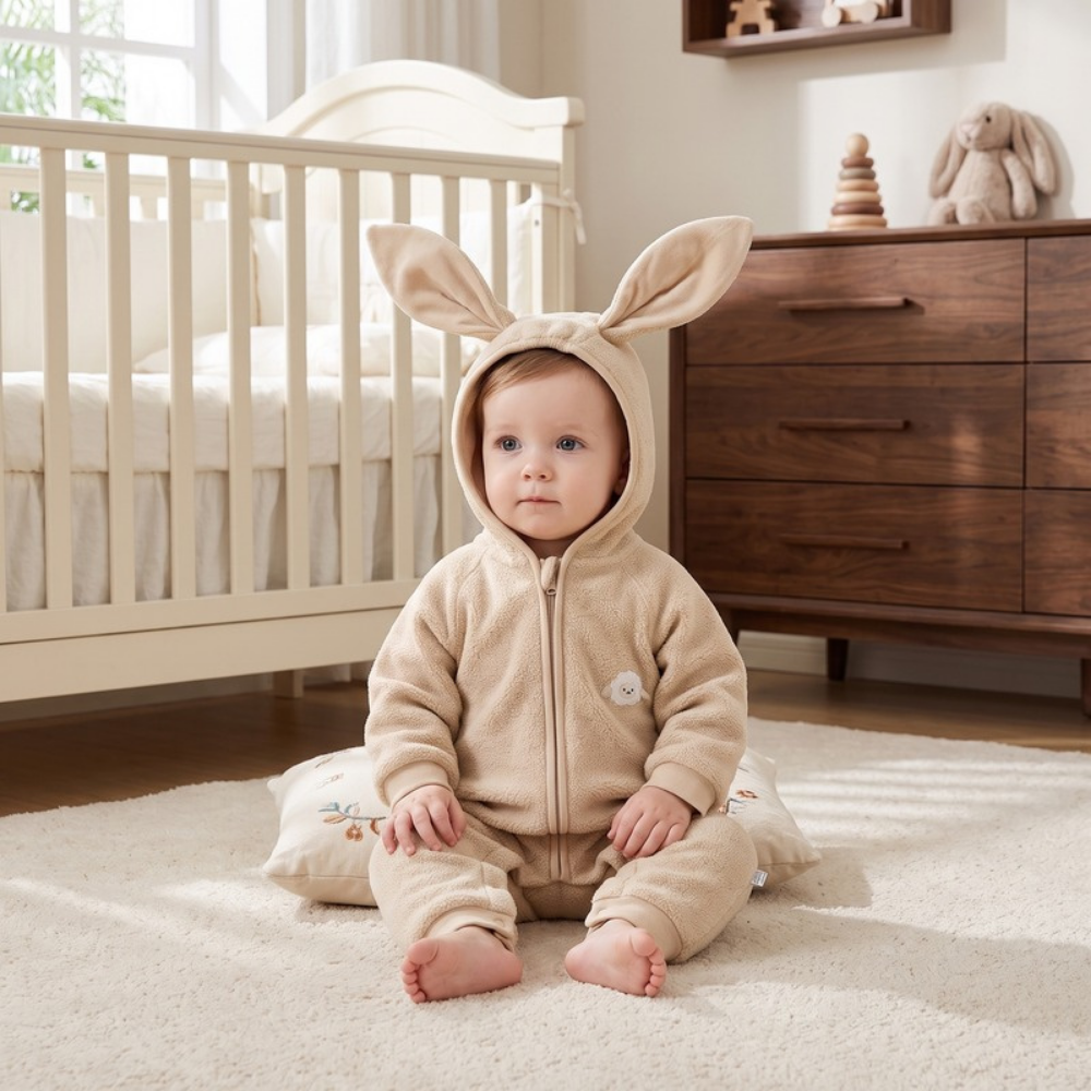 Lilo Bunny Ear Hooded Snowsuit - Oatmeal Beige