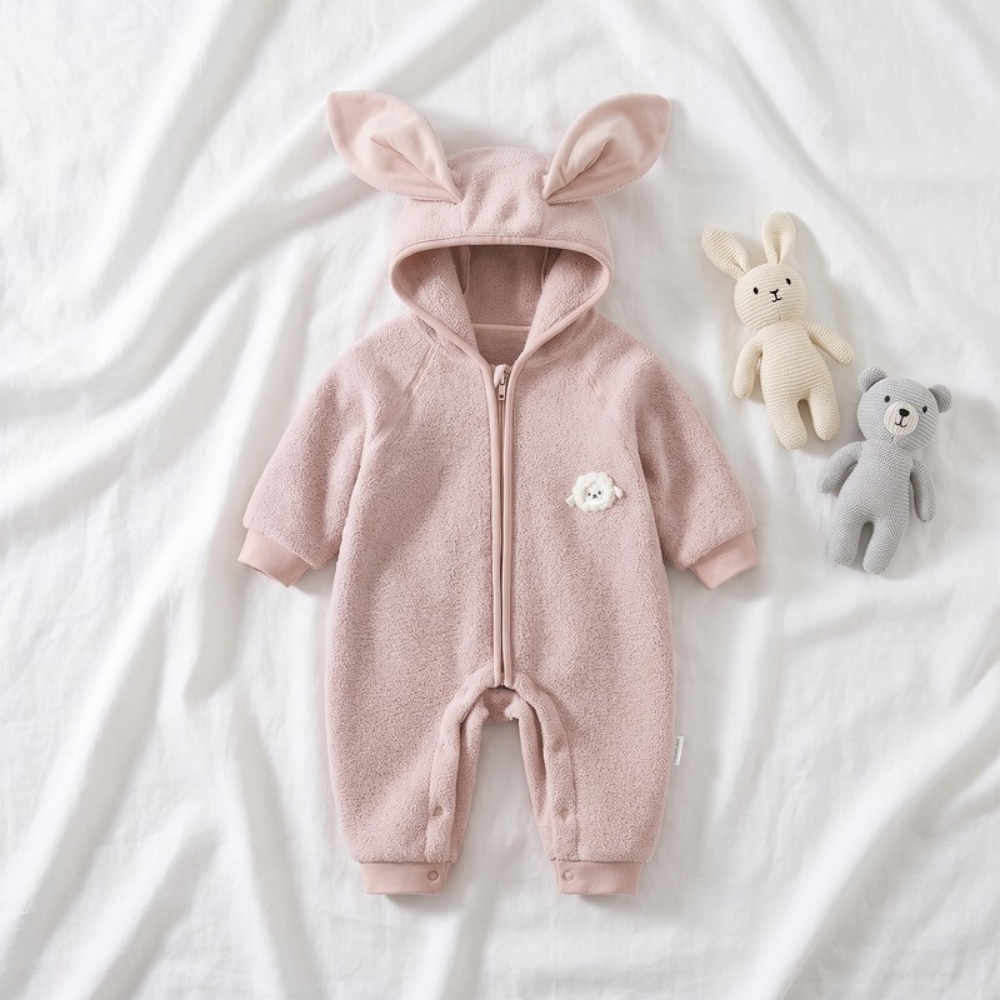 Lilo Bunny Ear Hooded Snowsuit - Blush Pink