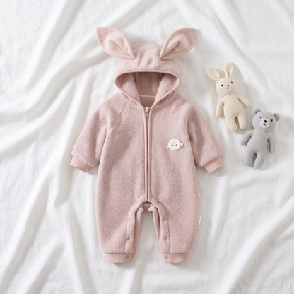 Lilo Bunny Ear Hooded Snowsuit - Blush Pink