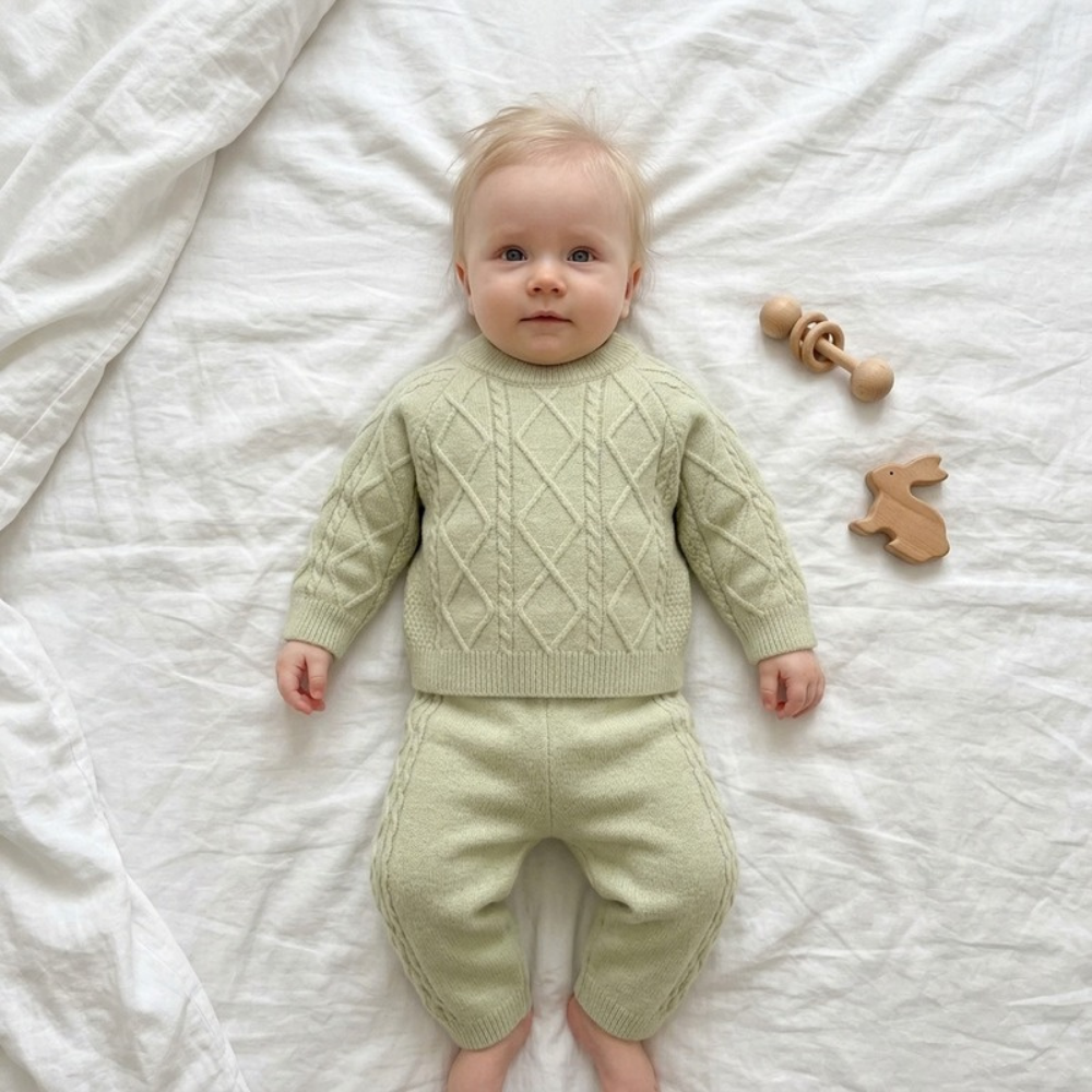 Lilo Knit Top and Pants Set - Bean Green