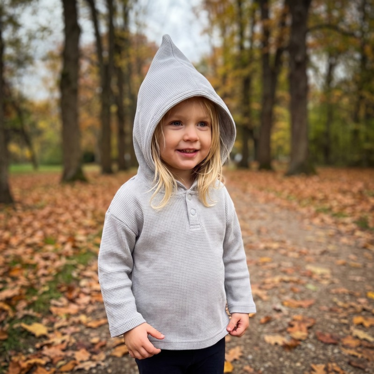 Lilo Waffle Hooded Sweatshirt - Light Grey