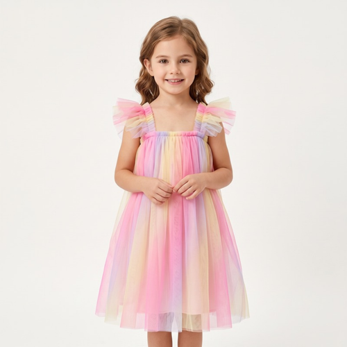 Lilo Rainbow Wings Tutu Dress - Pastel Rainbow