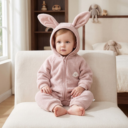 Lilo Bunny Ear Hooded Snowsuit - Blush Pink