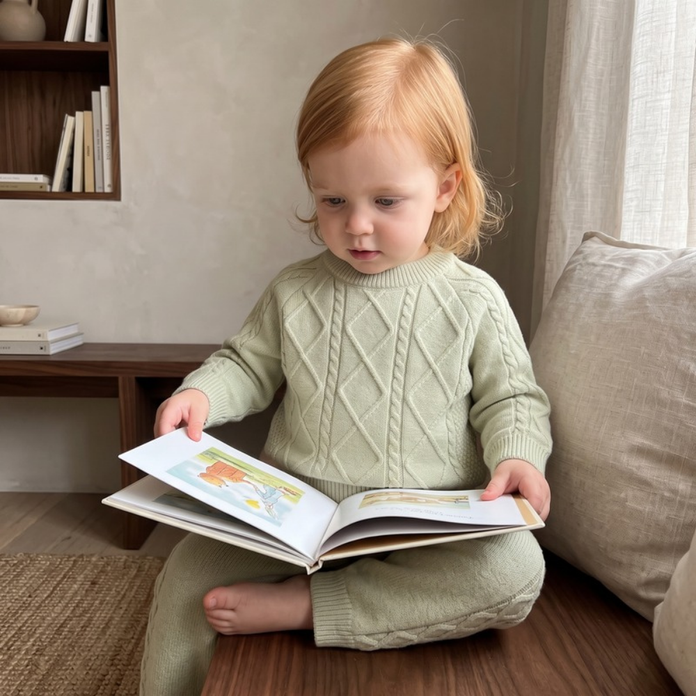 Lilo Knit Top and Pants Set - Bean Green