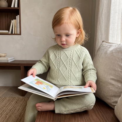 Lilo Knit Top and Pants Set - Bean Green