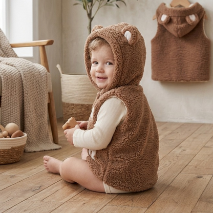 Lilo Sherpa Lamb Fleece Vest - Brown Bear