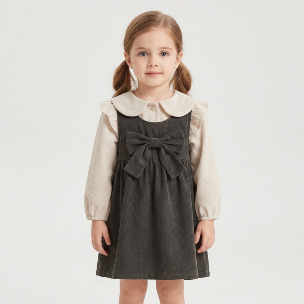 Lilo Corduroy Pinafore Dress and Cardigan Set