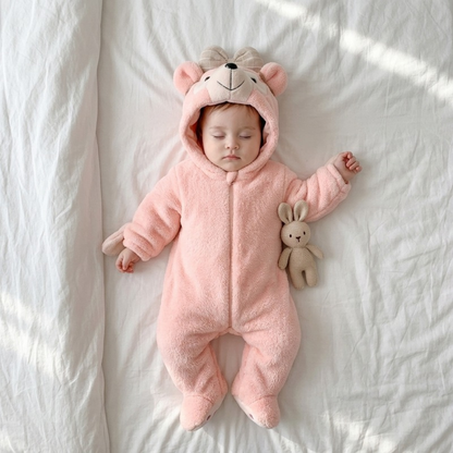 Lilo Animal Winter Romper - Pink Bear