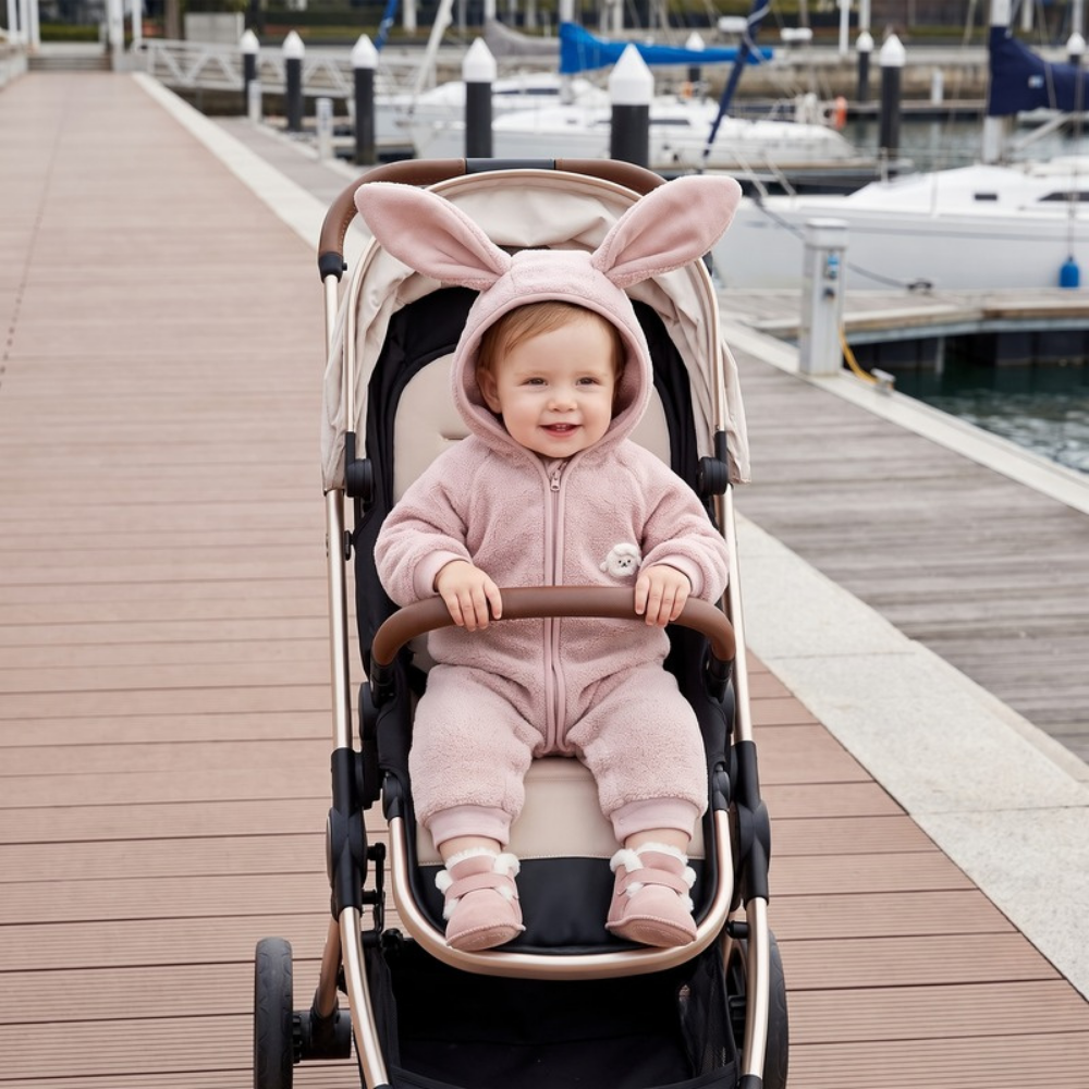 Lilo Bunny Ear Hooded Snowsuit - Blush Pink