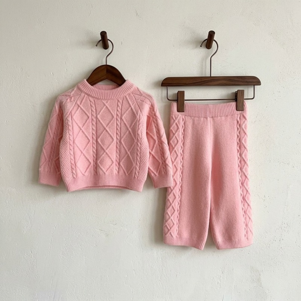 Lilo Knit Top and Pants Set - Pink