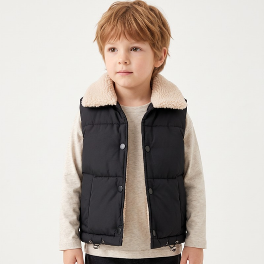 Lilo Lamb Fleece Padded Vest - Fleece Black