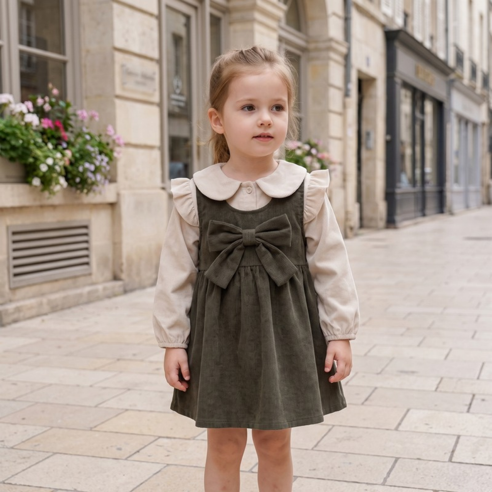 Lilo Corduroy Pinafore Dress and Cardigan Set