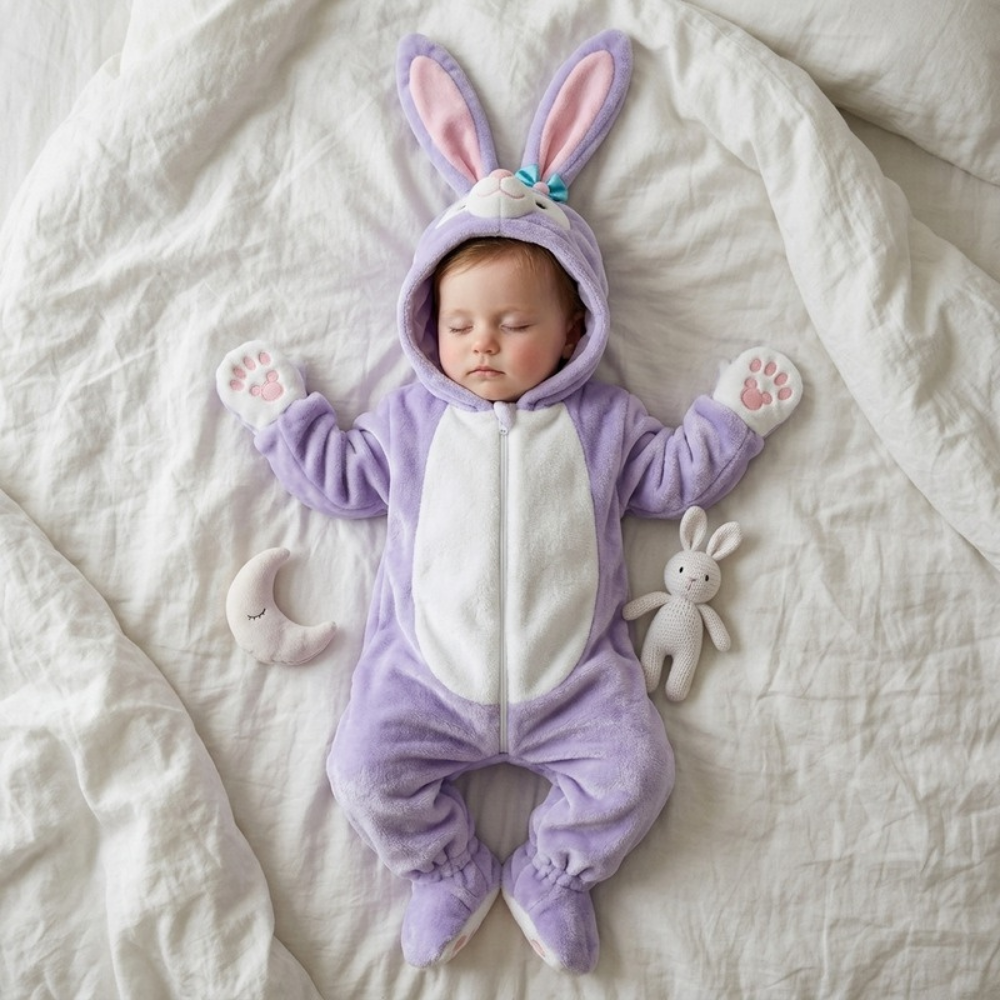 Lilo Animal Winter Romper - Lavender Bunny