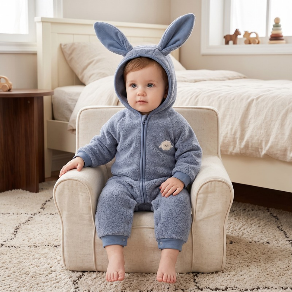 Lilo Bunny Ear Hooded Snowsuit - Dusty Blue