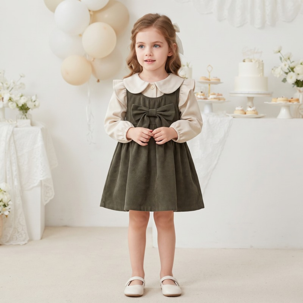 Lilo Corduroy Pinafore Dress and Cardigan Set