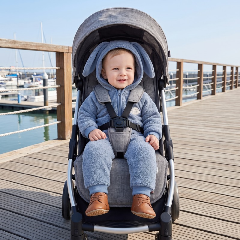 Lilo Bunny Ear Hooded Snowsuit - Dusty Blue