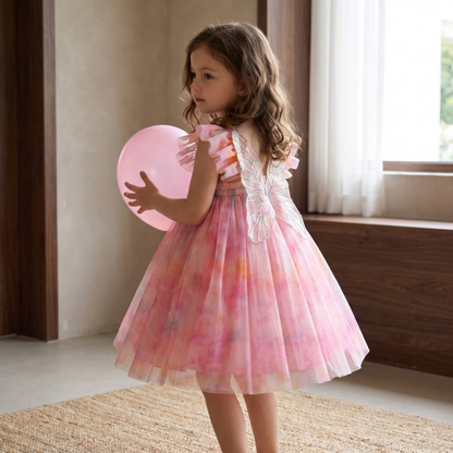 Lilo Rainbow Wings Tutu Dress - Pink Watercolour